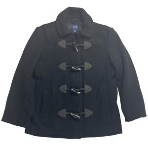 GAP Women Black Wool Blend Toggle Duffle Coat‎ XS Pea coat